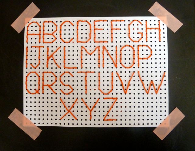 Embroidered board alphabet